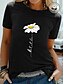 baratos Super Sale-Mulheres Camiseta Gráfico Margarida 100% Algodão Preto Branco Amarelo Manga Curta Imprimir Básico Diário Para Noite Decote Redondo Normal