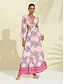 cheap Print Dresses-Satin Paisley Print V Neck Maxi Dress