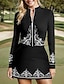 abordables Zip Up Pullover-Femme T-shirt POLO Noir Kaki manche longue Protection Solaire Top Automne Hiver Vêtements de golf pour femmes, tenues, vêtements