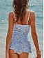 cheap Swim Dresses-Floral Shirred V Neck Swim Dress