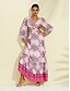 abordables Print Dresses-Vestido Largo Maxi Satinado para Mujer  Estampado Paisley  Manga Larga