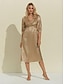 billige Print Dresses-Moderne metallisk midi kjole med V hals