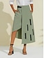 preiswerte Skirts-Midi Rock aus Polyester Rayon Mischung mit Gürtel