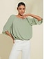 preiswerte Sale-Solid Petal Sleeve Pleated Casual Shirt