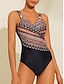billige One-pieces-Floral Triangle V Neck Swimsuit