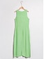 cheap Casual Dresses-Linen Round Pocket Dress
