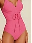 billige One-pieces-Solid Drawstring Removable Pad One Piece Swimsuit