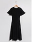 economico Vestiti casual-Modern Chandelier Shirred Midi Dress