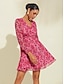 billige Print Dresses-Elastic Cuff Floral Princess Mini Dress