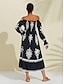 economico Vestiti maxi-Vestito Midi da Donna con Stampa Geometrica a Spalle Scoperte