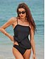 preiswerte Tankini-Damen Badeanzug Tankini Bademode Rückenfrei 2 teilig Einfarbig Urlaub Strandbekleidung Badeanzüge