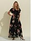 abordables Sale-Black Floral Print Maxi Dress