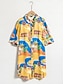 abordables Vestidos Mini-Coastal Map Print Button Front Shirt Dress