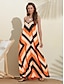 cheap Print Dresses-Satin Striped Graphic Spaghetti Strap Maxi Dress