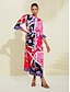 abordables Sale-Floral Block Print Loose Maxi Dress