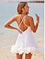 abordables Vestidos casuales-Resort Wear Ruched Shimmery Lace Up Dress