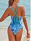 abordables Sale-Leaf Print Triangle Swimsuit