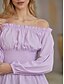 abordables Tops &amp; Blouses-Mujer Camisa Saliendo de la parte superior Venda Blusa Negro Blanco Rosa Plano Volante Manga Larga Noche Fin de semana Hawaiano Básico Sensual Hombros Caídos S