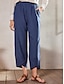 abordables Pants-Linen Splice Straight Cropped Pants