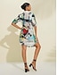 preiswerte Print Dresses-Brandless Modern Splash Ink Mini Shirt Dress