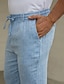 preiswerte Pants-Linen Men&#039;s Pants Trousers Elastic Waist Straight Leg
