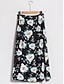 baratos Skirts-Floral Slit Midi Skirt