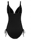 abordables Une pièce-Triangle V Neck Drawstring Swimsuit