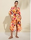 abordables Cover-Ups-Floral V Neck Loose Beach Dress