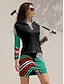 economico Zip Up Pullover-Per donna POLO Rosa Blu marino Verde / nero Manica lunga Protezione solare Superiore Strisce Autunno Inverno Abbigliamento da golf da donna Abbigliamento Abiti Abbigliamento