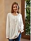 cheap Women&#039;s Blouses-Women&#039;s Shirt Blouse Cotton Linen Solid Color Daily Vacation Weekend Ruched Button White Long Sleeve Solid Casual Crew Neck Summer Spring