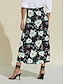 abordables Skirts-Floral Slit Midi Skirt