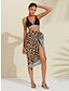billige Cover-Ups-Leopard Print Chiffon Sarong Cover Up