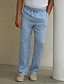 billige Pants-Men&#039;s Linen Drawstring Pants  Classic Style  Comfortable &amp; Breathable  Elastic Waist  Navy Blue or Dark Gray