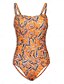 cheap One-Pieces-Boho Paisley Damask Print Shirred Swimsuit