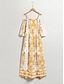economico Print Dresses-Boho Floral Print Maxi Dress