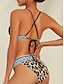 economico Bikini-Costume da Bagno Donna a Triangolo con Frange Leopardo