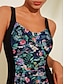 cheap One-Pieces-Cross Back Floral One-piece Swimsuit