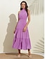 billige Uformelle kjoler-Chiffon Sleeveless Pleated Midi Dress