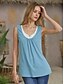 abordables Super Sale-Camiseta sin mangas Chaleco Mujer Azul cielo Color sólido Plisado Retazos Básico Escote Redondo S