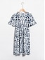 preiswerte Print Dresses-Bedrucktes Kleid Kurzarm Knoten Schleife