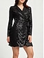 economico Abiti da festa-Women&#039;s Black Sequin Party Dress