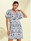 baratos Print Dresses-Vestido Mini Laço Primavera
