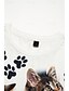 preiswerte T-Shirt-Damen T Shirt Katze 3D Bedruckt Casual Wochenende Basic Kurzarm Rundhalsausschnitt Weiß
