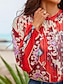abordables Tops &amp; Blouses-Camisa Mujer Blusa Estampado Geométrico Trabajo Casual Botón Manga Larga Vintage Moda V Cuello Regular Primavera &amp; Otoño