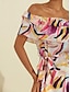 billige Print Dresses-Print Strapless Ruffle Midi Dress