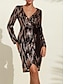 abordables Robes Soirée-Sequin Textured Belted Wrap Party Dress