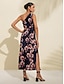 billige Print Dresses-Satin Floral Print Midi Dress