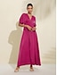 cheap Casual Dresses-Satin Solid Drawstring Maxi Dress