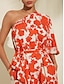 abordables Print Dresses-Resort Floral Diagonal Neck Maxi Dress