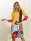 economico Print Dresses-Vestito Casual da Donna con Stampa Artistica